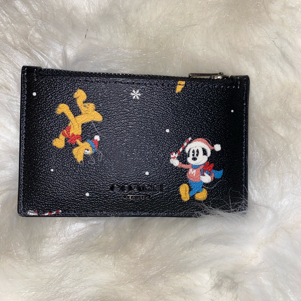 Disney X Coach Zip Card Case With Holiday Print - Picture 2 of 7